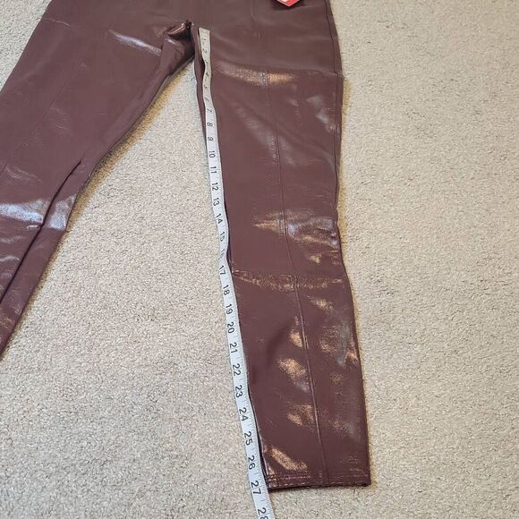 SPANX FAUX PATENT LEATHER Leggings Pants Ruby Size L - Picture 7 of 8